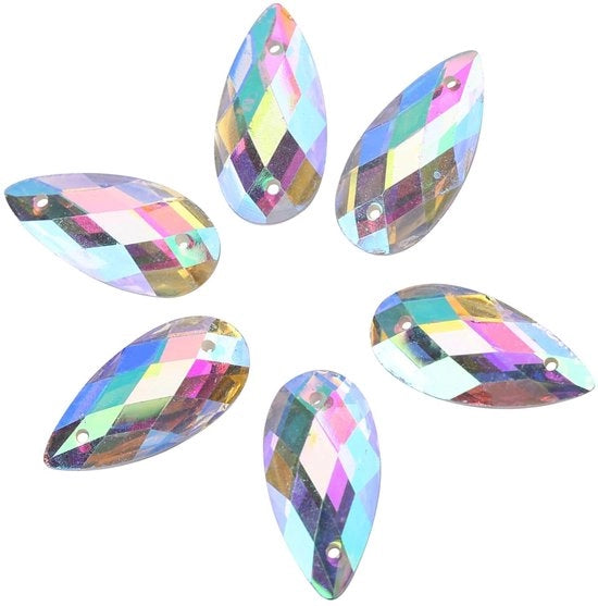 Decorazioni per Festa - Placche Acriliche Strass - Forma Oculare - Decorazione per Matrimonio - 200 pezzi - 9x18mm