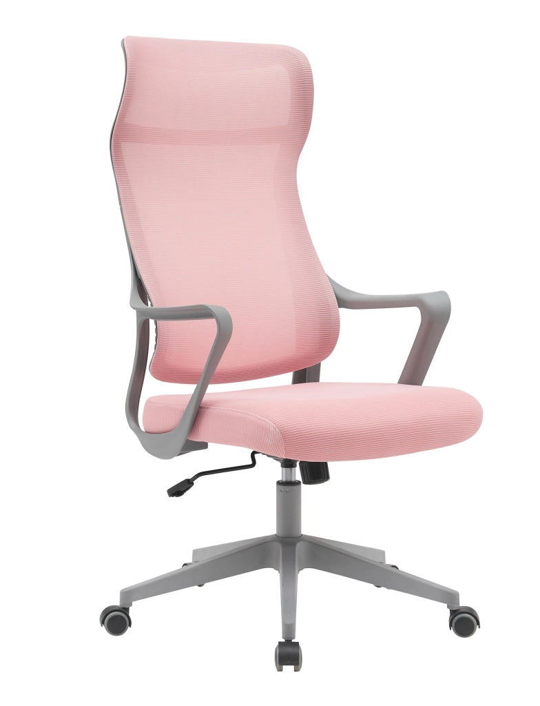 Sedia studio Hispanohogar altezza regolabile in tessuto rosa 127x67x69
