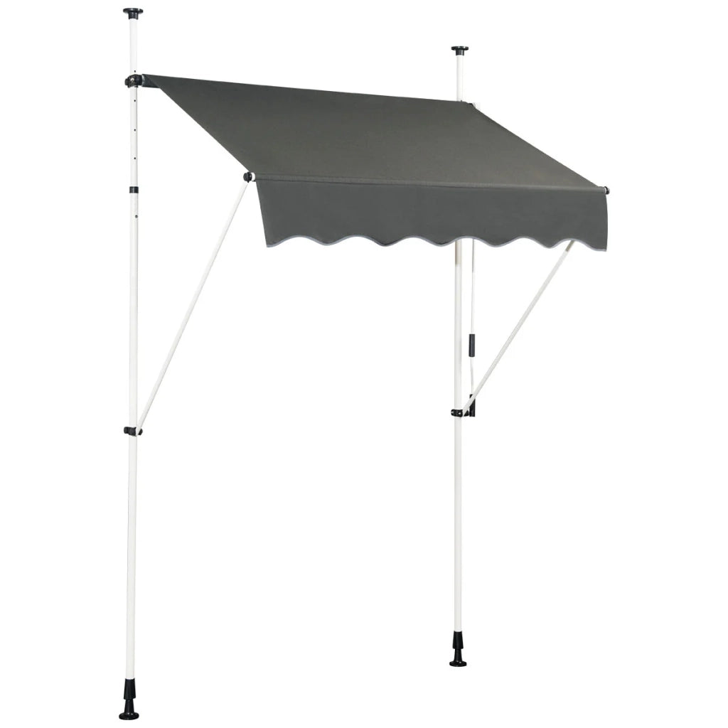 Tenda da sole retrattile manuale set da 1 150 x 125 cm regolabile 200-300 cm moderna protezione solare in alluminio grigio 20_0010451