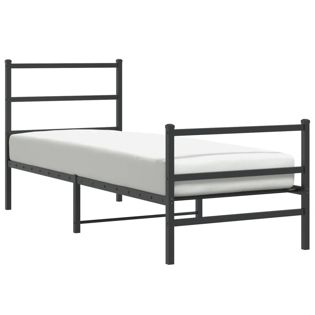 Giroletto con Testiera e Pediera-Struttura Letto Metallo Nero 75x190 cm 415042