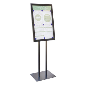 Espositore a Leggio con Piantana 51,4x79 cm in Alluminio Porta Menù Nera