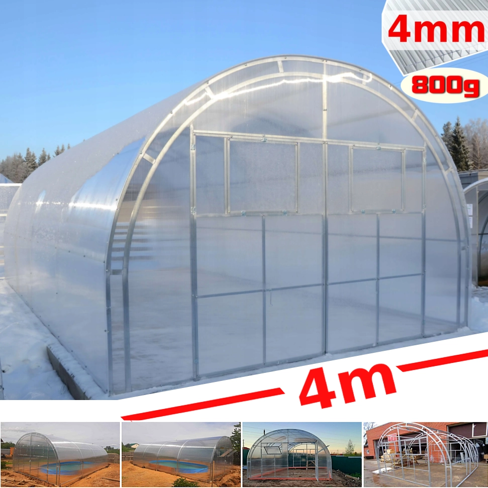 Serra Master 4x10m con copertura policarbonato alveolare 4mm