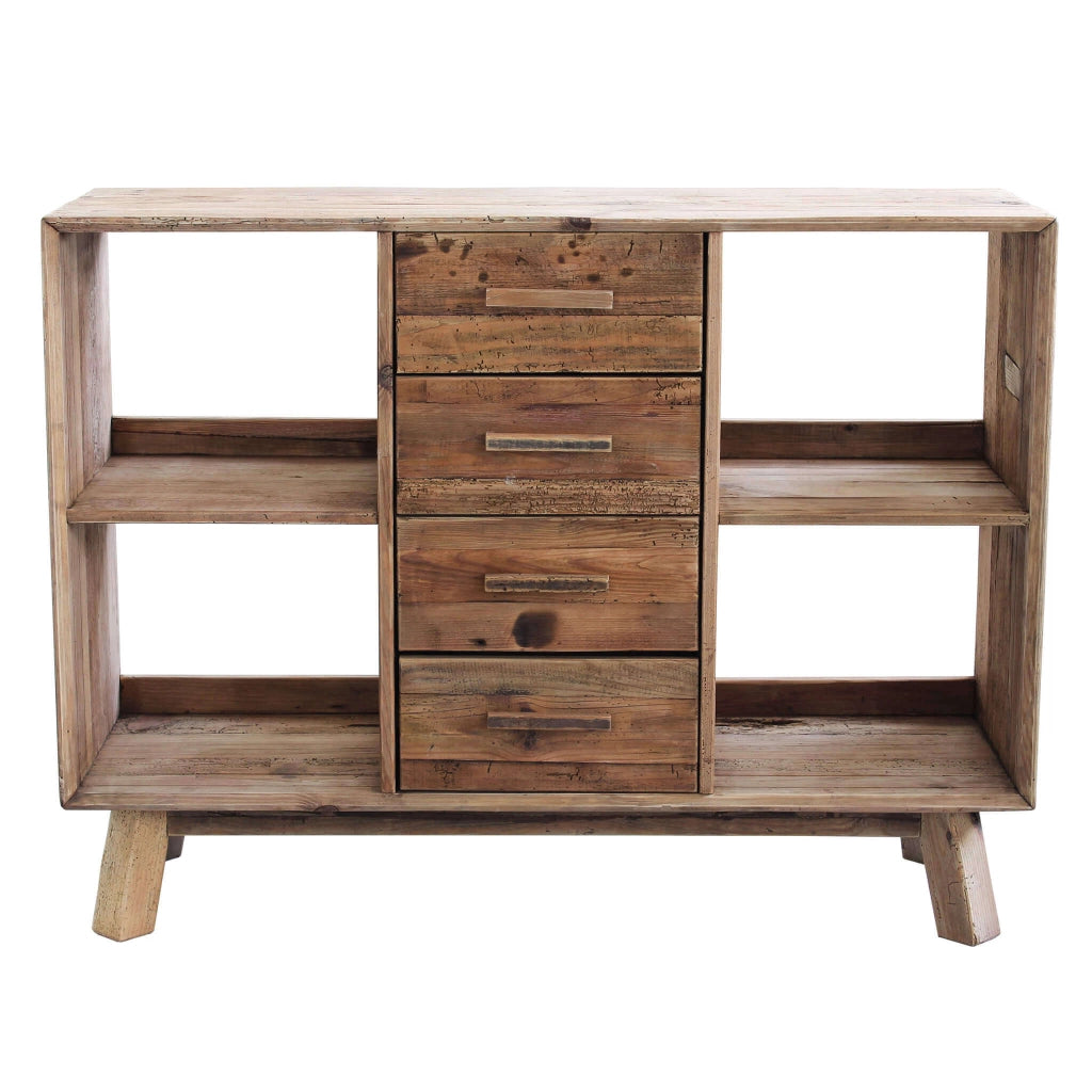 CREDENZA ADAM IN LEGNO DI PINO RICICLATO CON 4 CASSETTI 120 X 40 X H90 CM