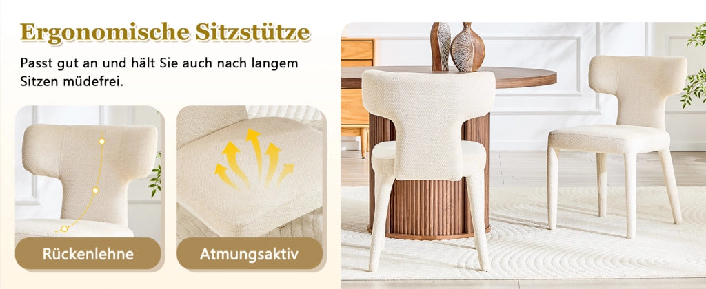 SEDIA da pranzo Set da 2 pezzi con schienale a T in tessuto bianco