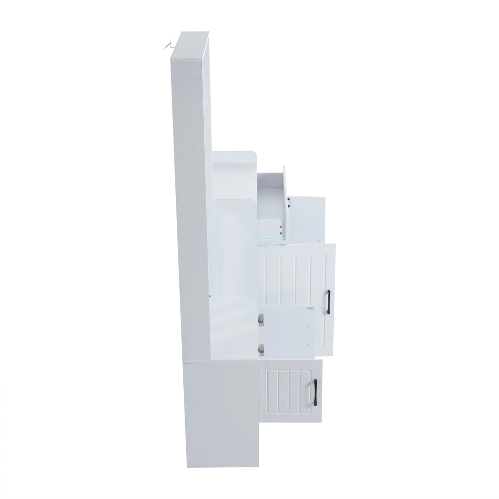 Mobili da ingresso con 4 ganci 1 panca armadietto porta scarpe e ripiano regolabile per ingresso bianco