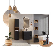 Set mobili bagno 50 cm con piano Nova Black 50 x 1401 x 40 cm