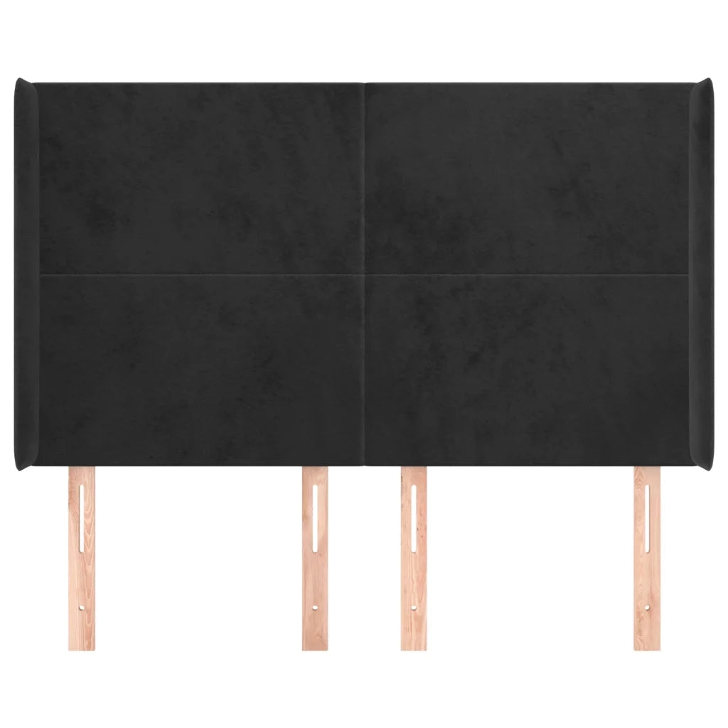 Testiera ad Orecchio Nera 147x16x118/128 cm in Velluto cod mxl 72021