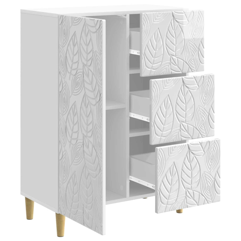 Credenza Bianco Lucido 66 x 34,5 x 90 cm Legno ingegnerizzato