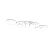 Plafoniera LED 4 cerchi con decori, matallo, bianco, L 96 cm, Groovy