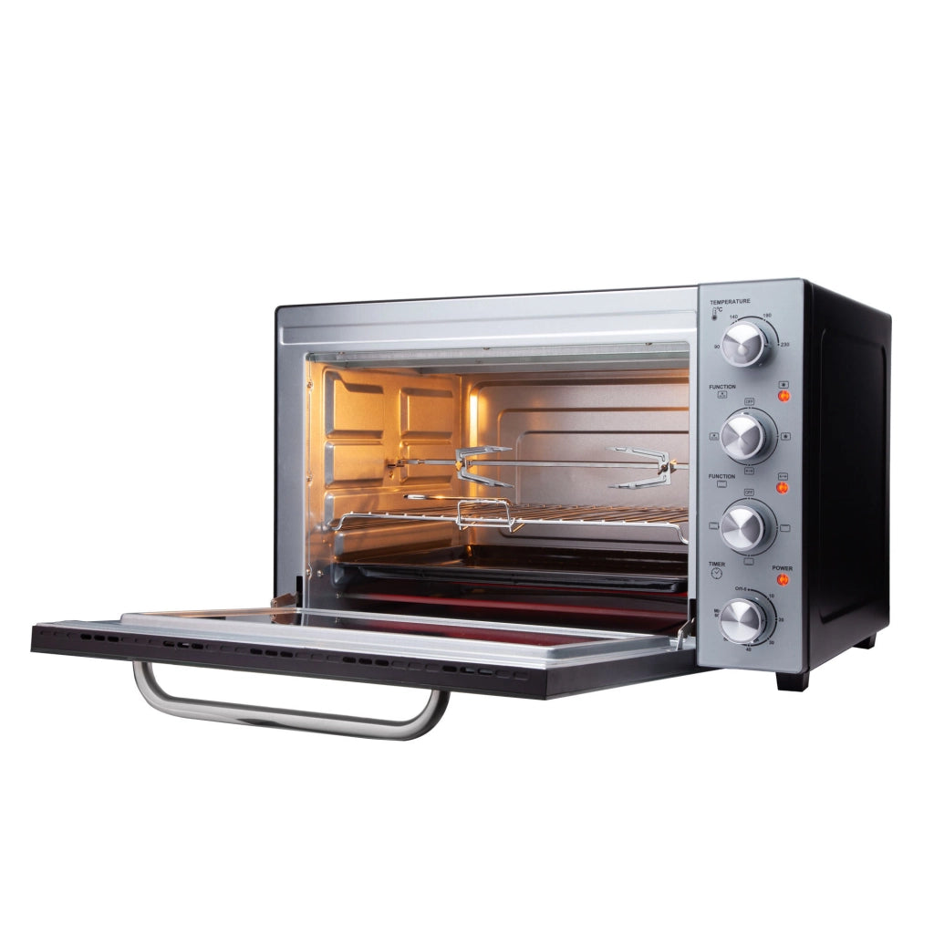 Forno elettrico convezione 48L con girarrosto e grill, 6 funzioni cottura, termostato 90-230°C, timer 60min 1800W - SOGO