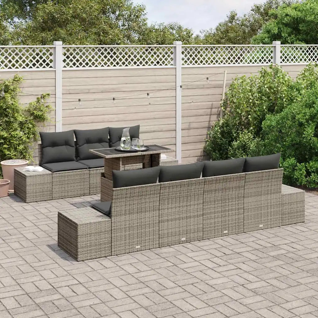 Set Divano da Giardino con cuscino 8 pcs Grigio