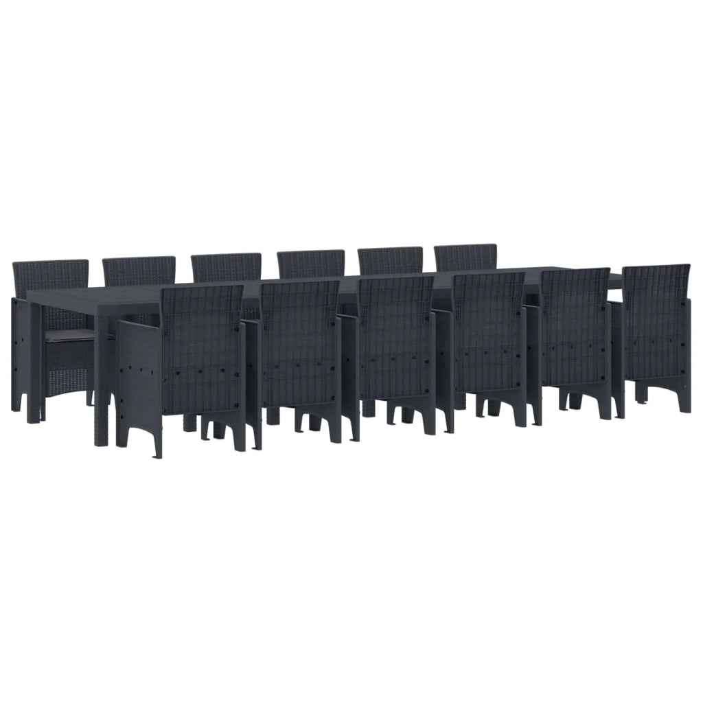 Set da Pranzo per Giardino 13 pcs Antracite Rattan Polt