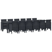 Set da Pranzo per Giardino 13 pcs Antracite Rattan Polt