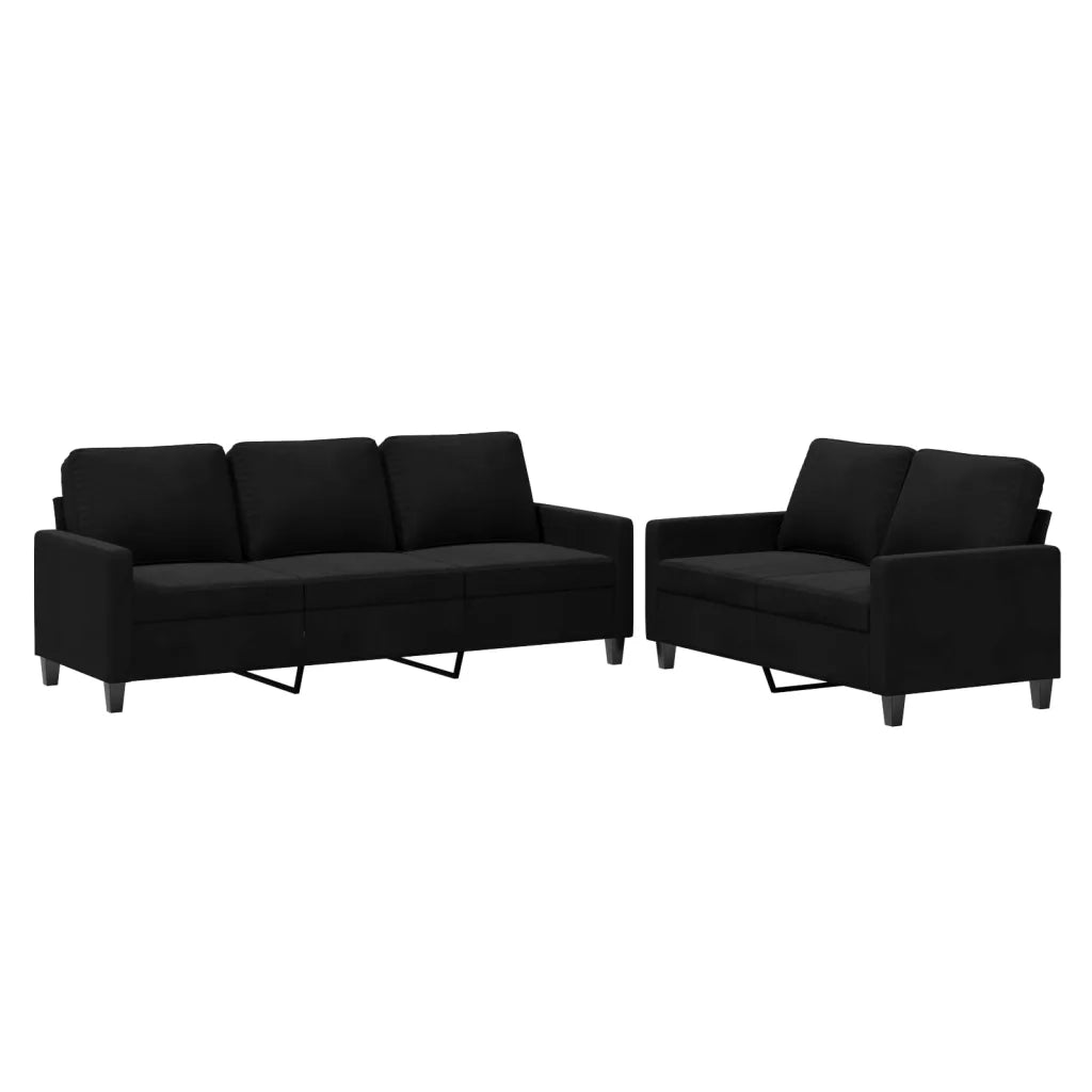 Set di Divani 2 pz con Cuscini Nero in Velluto 3201521