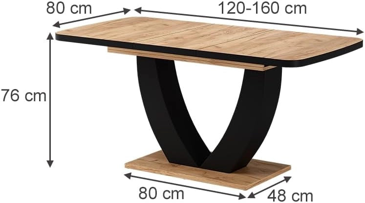 tavolo da pranzo allungabile Fenaro, Nero/quercia, 120 x 80 cm Estensibile, con funzione di estensione per un adattamento flessibile delle dimensioni del tavolo