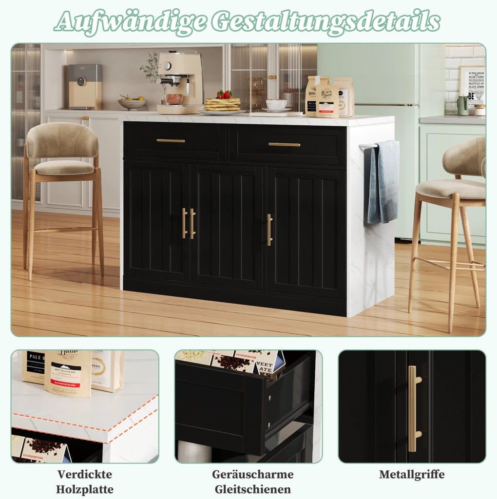 Isola da cucina 120x60x91 cm con prese USB e bancone