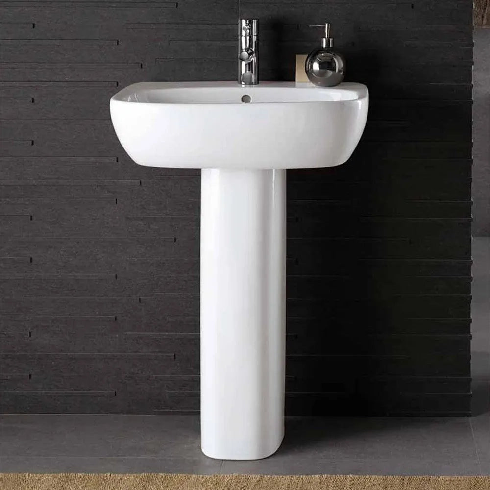 Lavabo con colonna Geberit 50 cm bianco lucido  Fantasia
