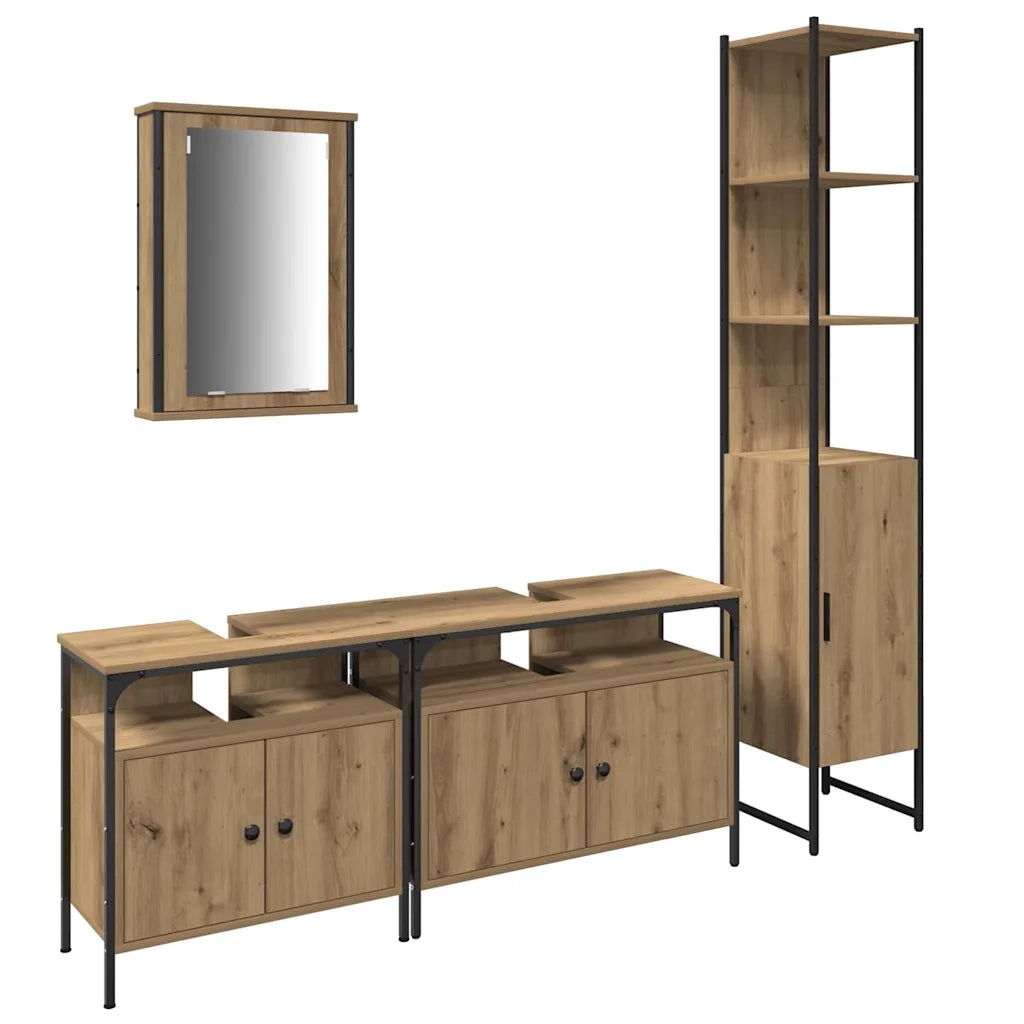 Set di mobili per il bagno con porta 4 pcs Rovere artigianale 3334420