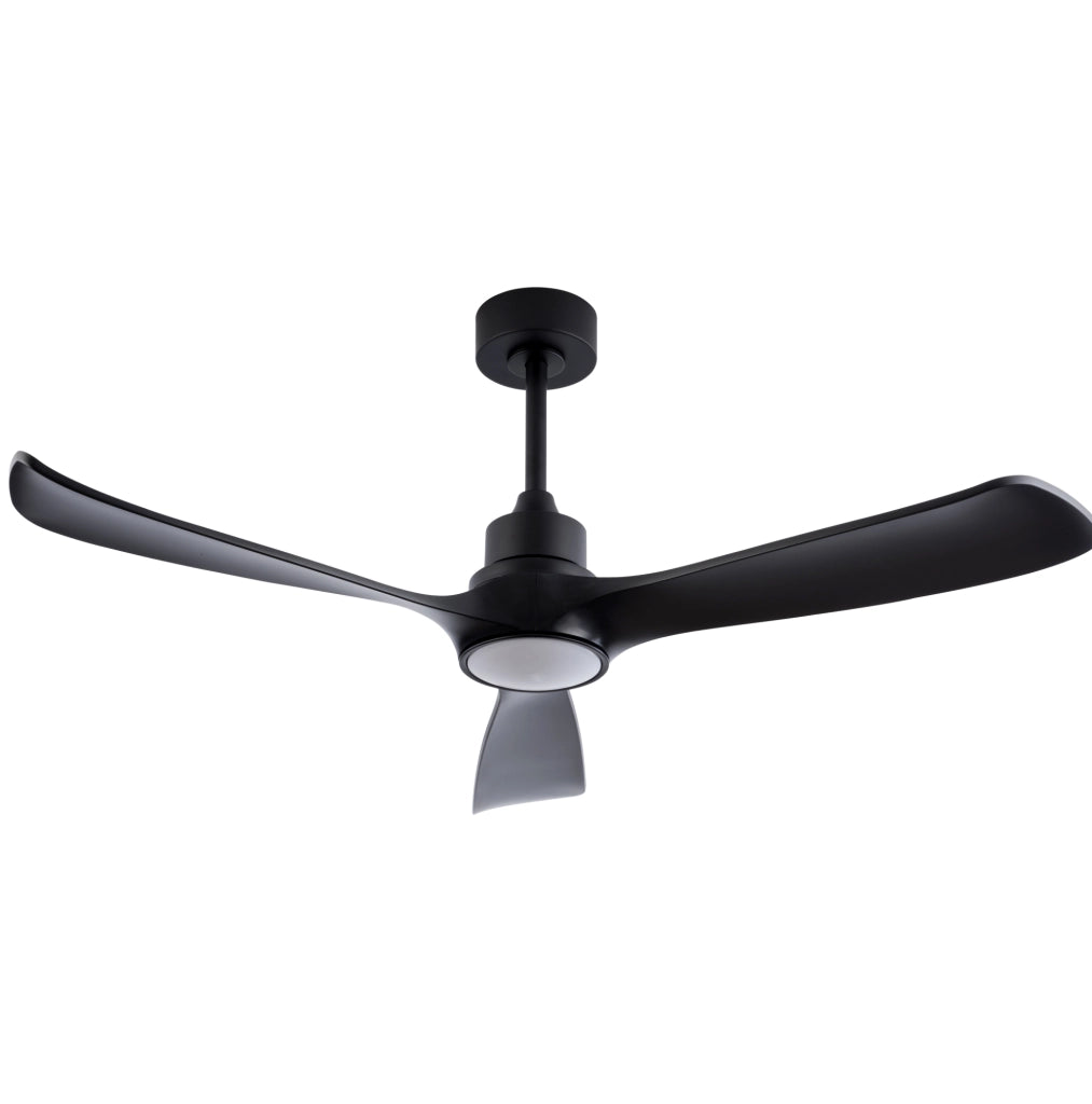Ventilatore da soffitto nero 52 pollici con luce; 6 velocità; motore DC reversibile; ABS
