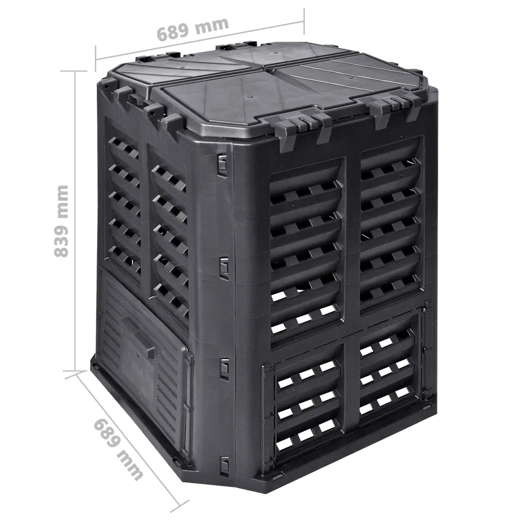 Compostiera da Giardino Nera 68,9x68,9x83,9 cm 360 L 146275