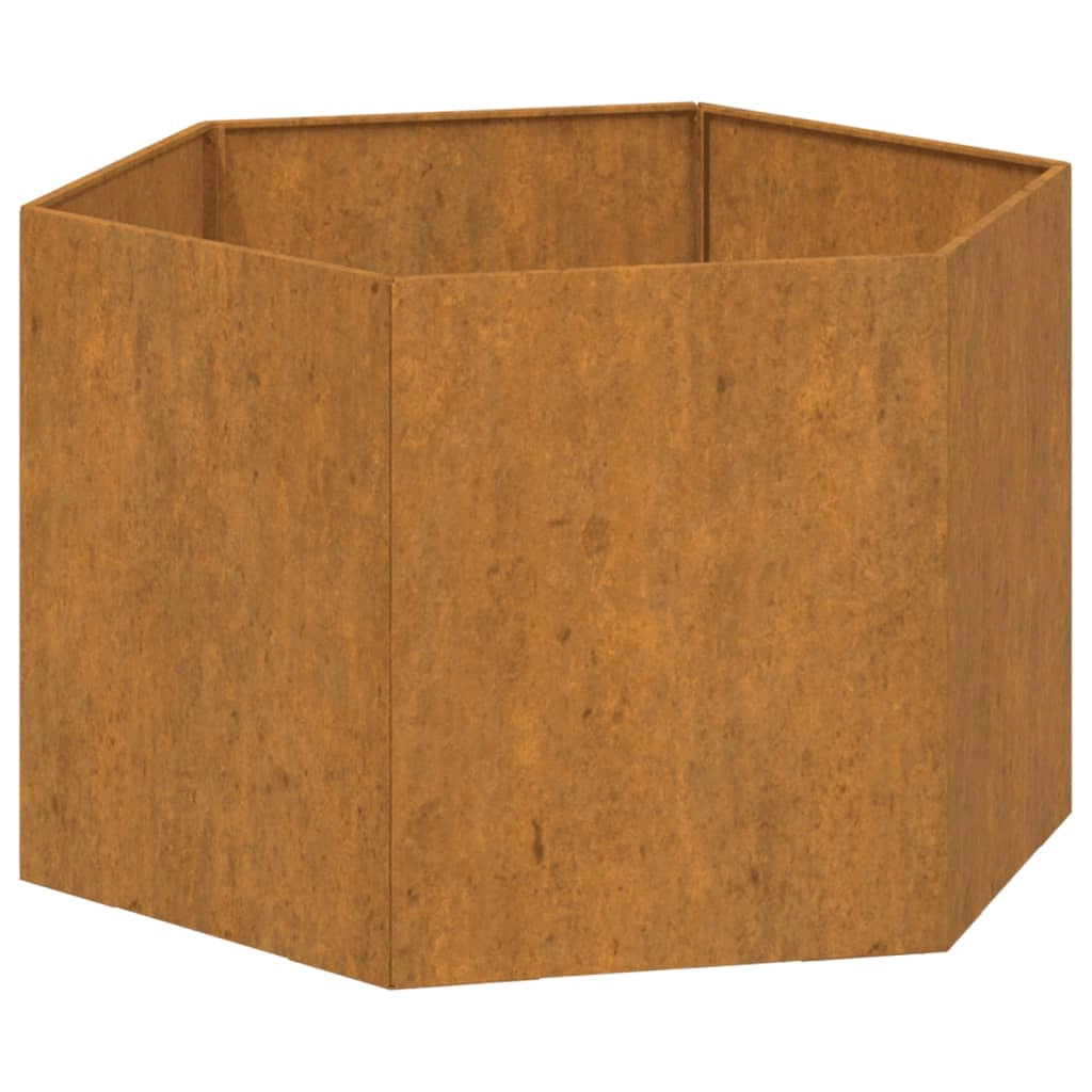 Fioriera rialzata per piante fiori terrazza giardino color ruggine 60 x 60 x 45 cm acciaio corten marrone 02_0038722