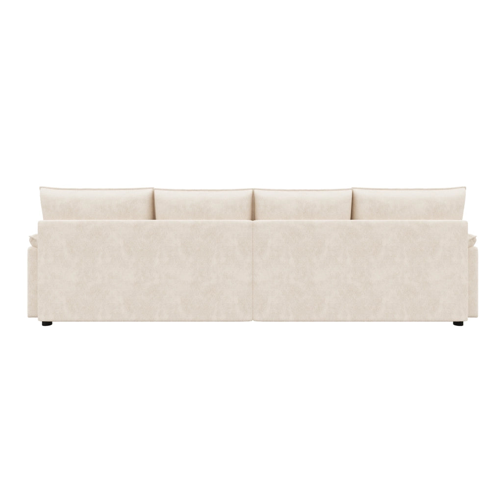 Divano con 2 pouf contenitore in chenille beige 264;5x142;5x84 cm