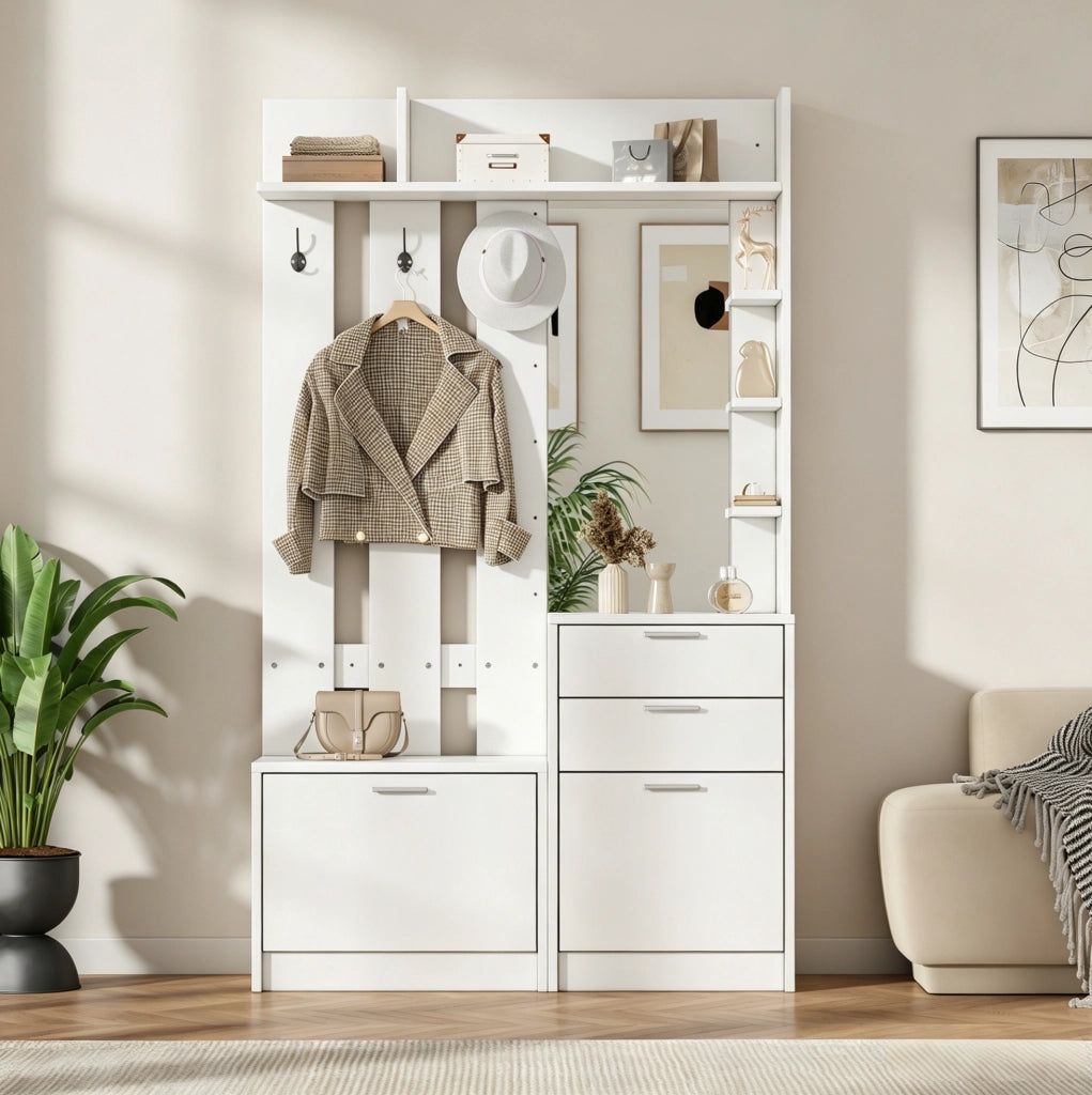 Garderoba multifunzione con specchio e spazio contenitivo