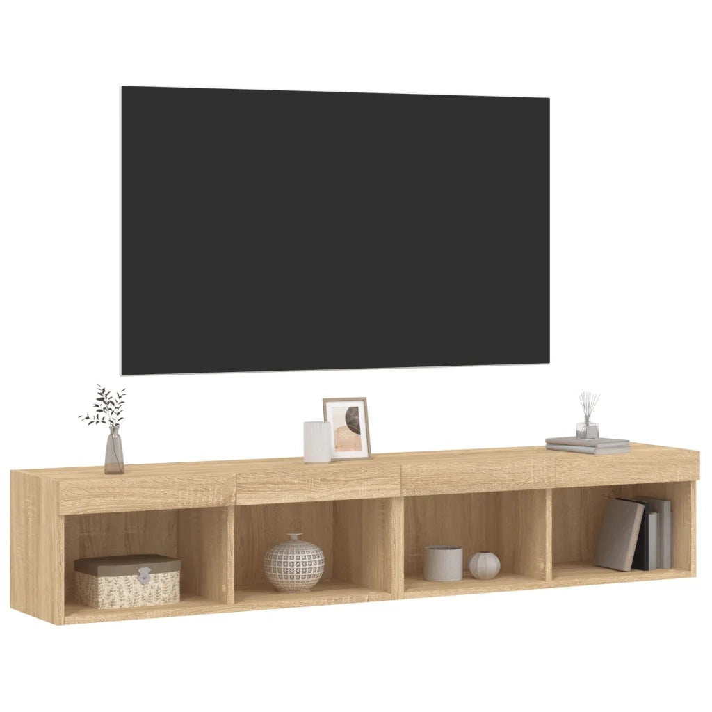 Mobili TV con Luci LED 2pz Rovere Sonoma 80x30x30 cm 837146