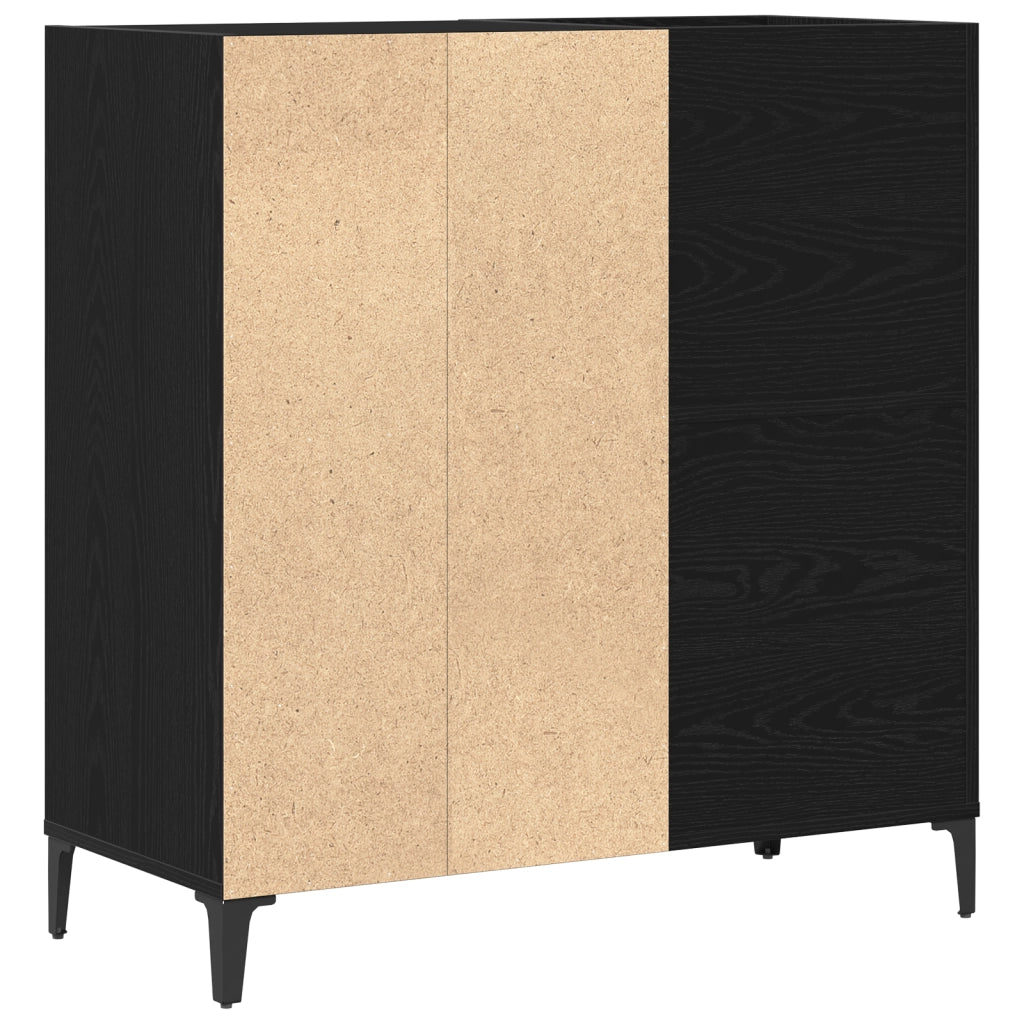 Armadio per dischi  Nero Rovere 84,5x38x89 cm Legno ingegnerizzato
