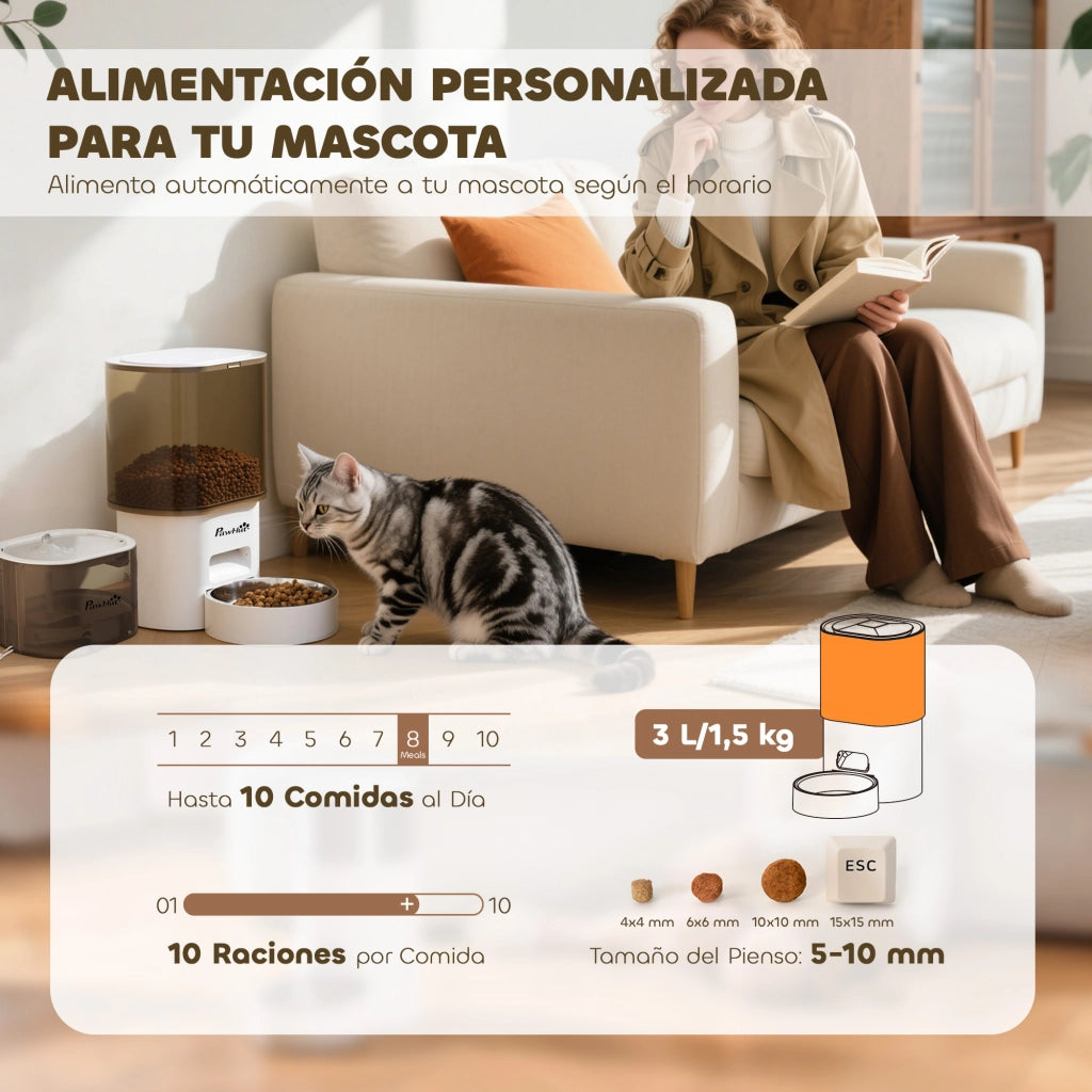 Distributore automatico cibo per cani e gatti 3L ¨C Xylo ¨C con app, 1-10 pasti/giorno, LED