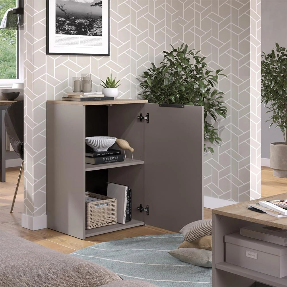 Credenza Wido, Grigio, 50 x 80 cm con ripiano, per la conservazione e l'organizzazione salvaspazio