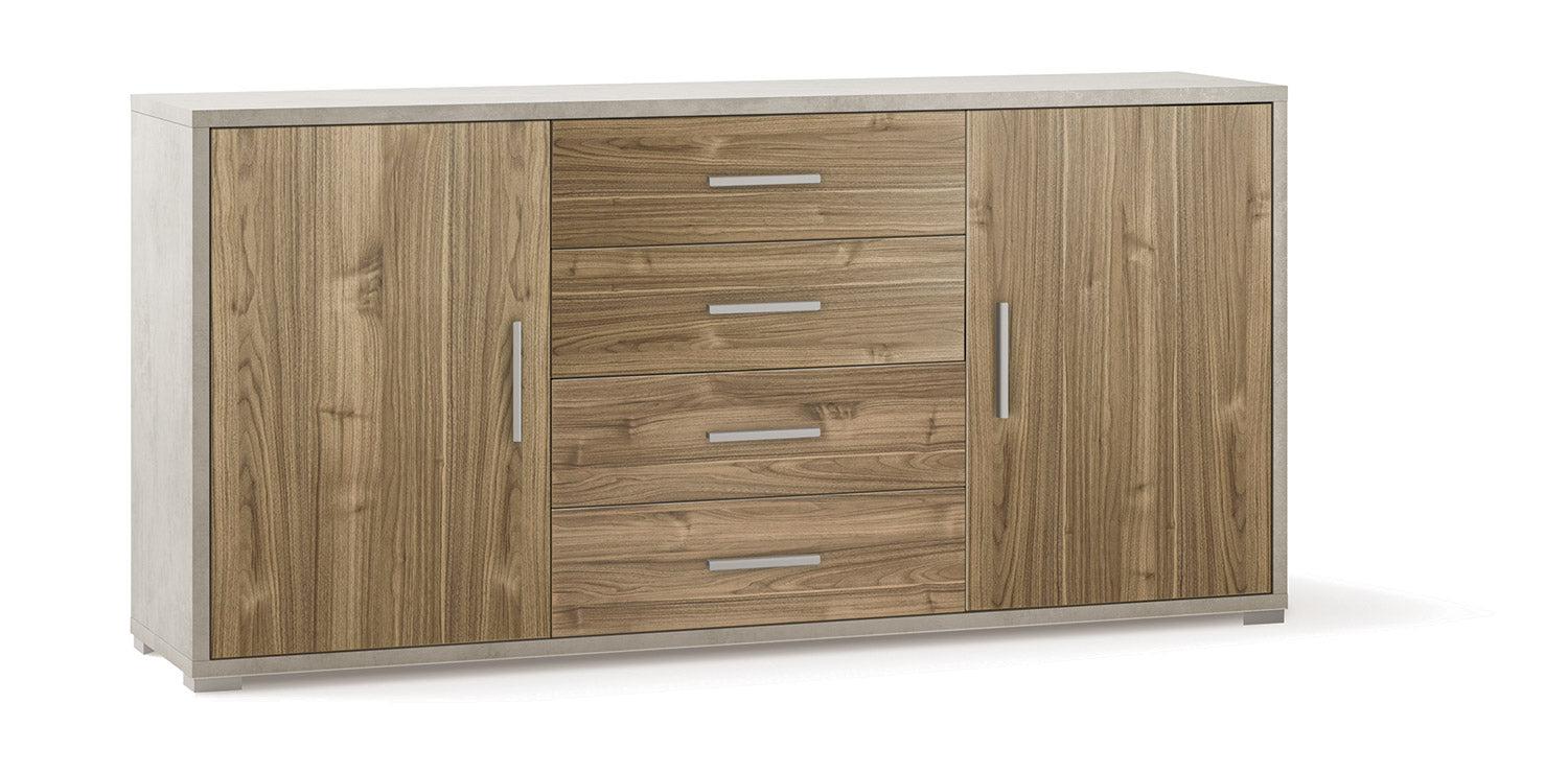 Madia 2 Ante 4 Cassetti 174x84x41 cm Ossido Bianco/Noce Stelvio