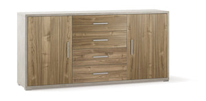 Madia 2 Ante 4 Cassetti 174x84x41 cm Ossido Bianco/Noce Stelvio