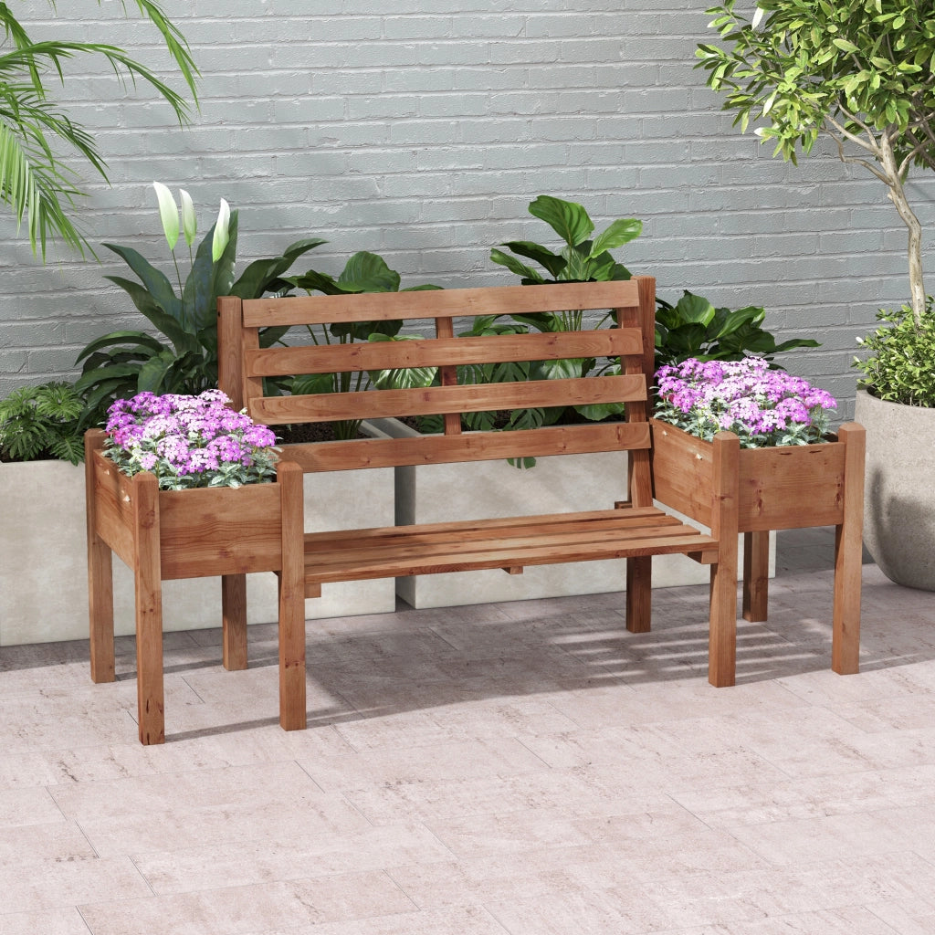 Panchina con Fioriere Integrate ¨C Xylo ¨C Legno Marrone 184x59x95 cm