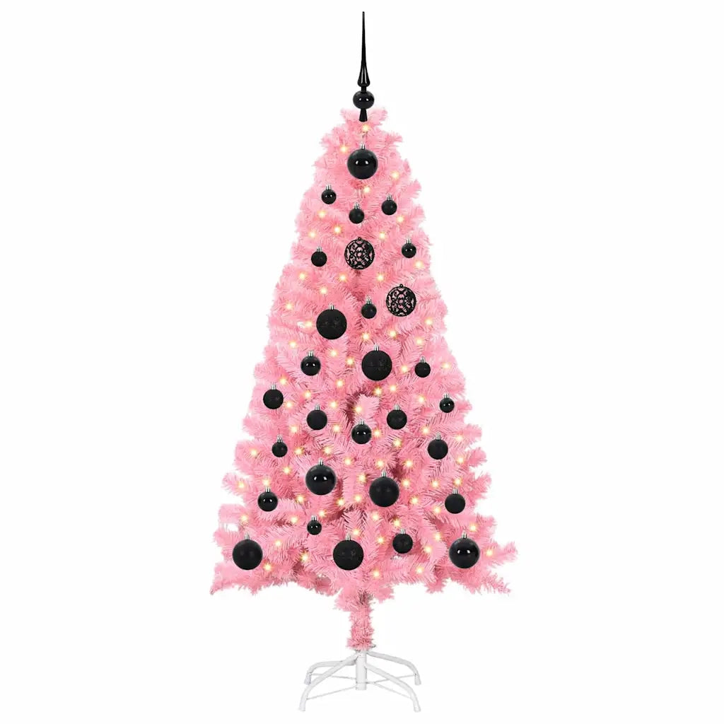 Albero di Natale | Decorazioni natalizie con 150 LED con supporto Rosa 150 cm PVC
