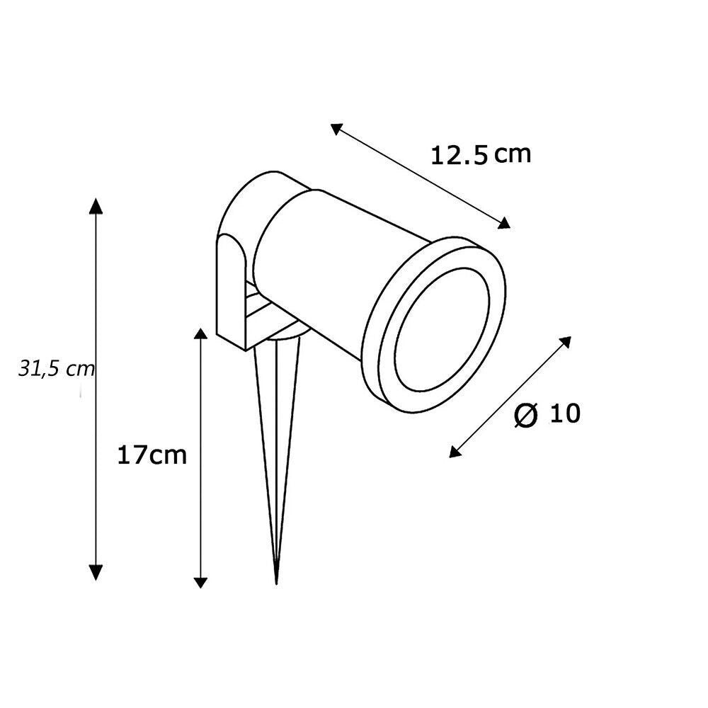 Trade Shop - Faretto Con Picchetto Per Esterno Giardino Con Staffa Parete Proiettore Es12-b -
