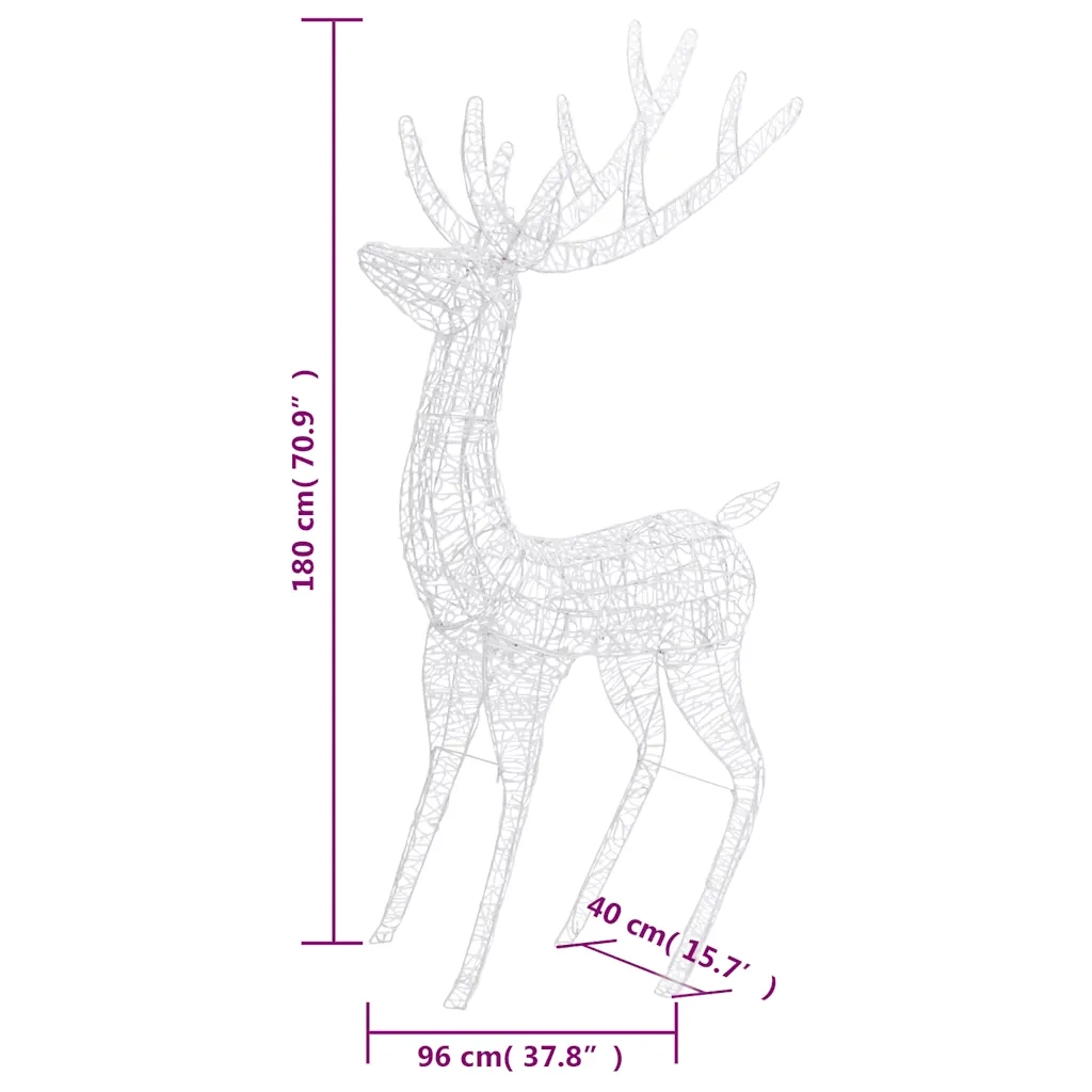 Renne di Natale XXL in Acrilico 250 LED 2 pz 180 cm Multicolore 3154363