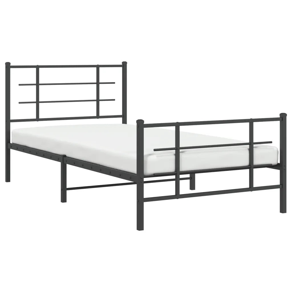 Giroletto con Testiera e Pediera Metallo Nero 107x203 cm 355575