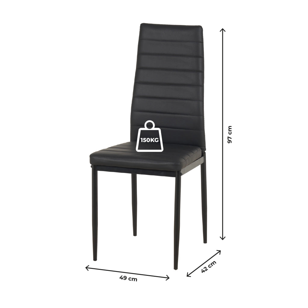 Set Sedie da Pranzo 4 o 6 Pezzi, Sedie Moderne Imbottite per Cucina Soggiorno Sala da Pranzo, Facile Montaggio con Gambe Robuste, Rivestimento in Pelle Sintetica  Nero - 4 Pezzi