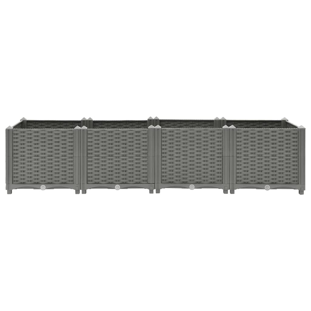 Fioriera rialzata per piante fiori terrazza giardino colore chiaro 160 x 40 x 38 cm polipropilene grigio 02_0039254