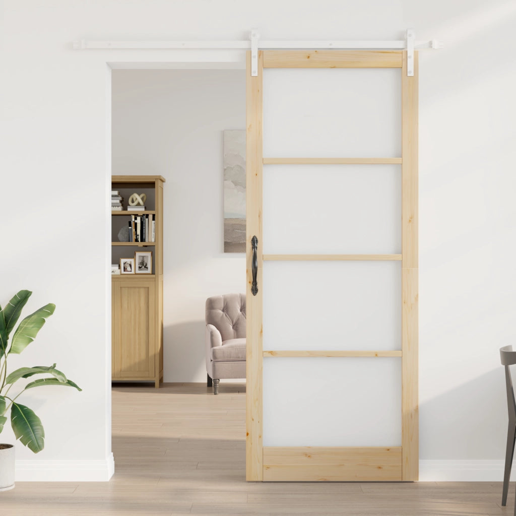 Porta Scorrevole con Set di Accessori 'ORKDAL'Legno Solido e Vetro