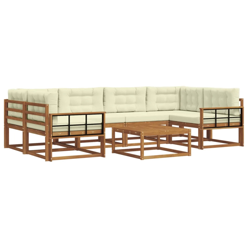 Set di divani da esterno con cuscino 7 pcs Naturale e Crema