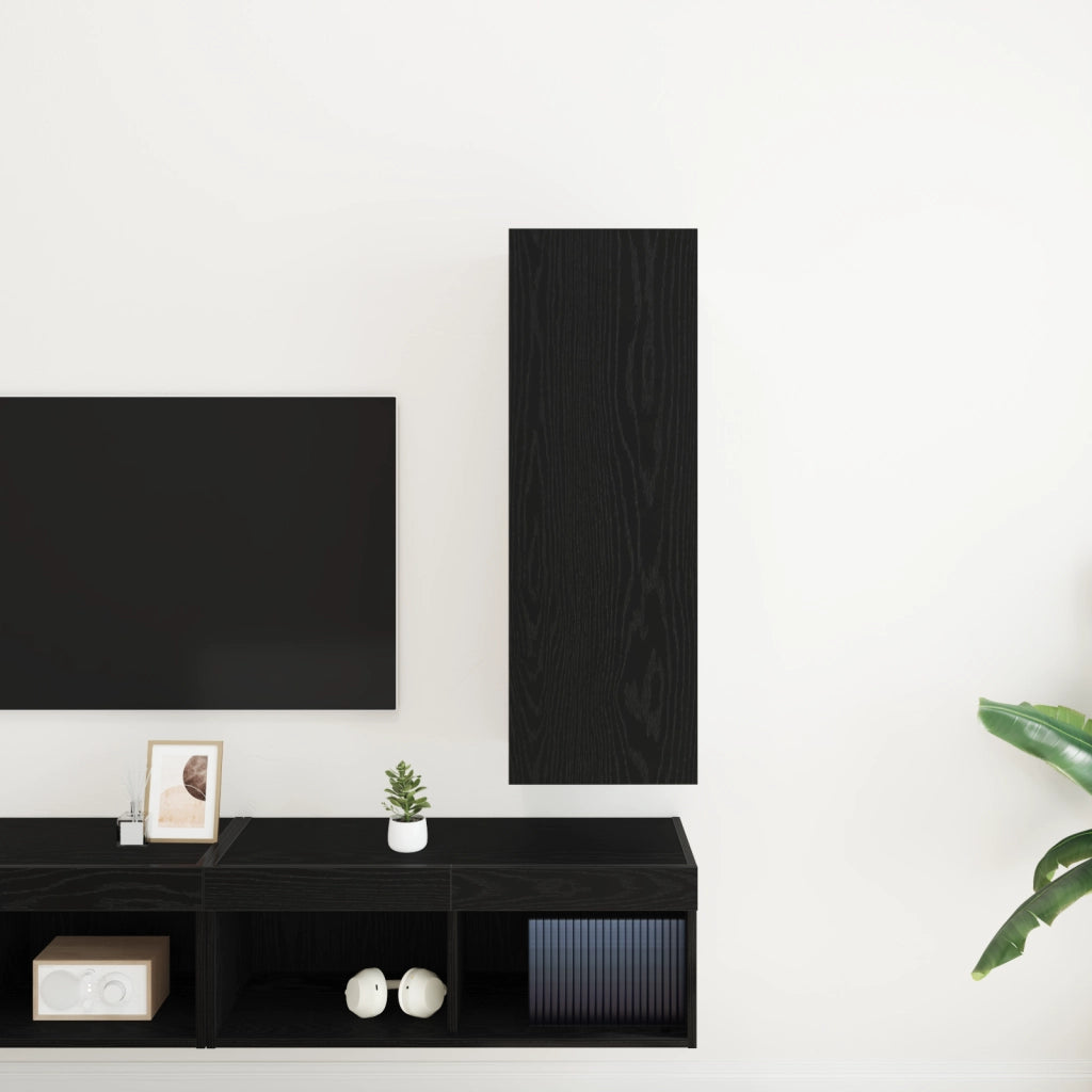 Mobile TV da parete  Nero Rovere 30,5x30x90 cm in legno ingegnerizzato