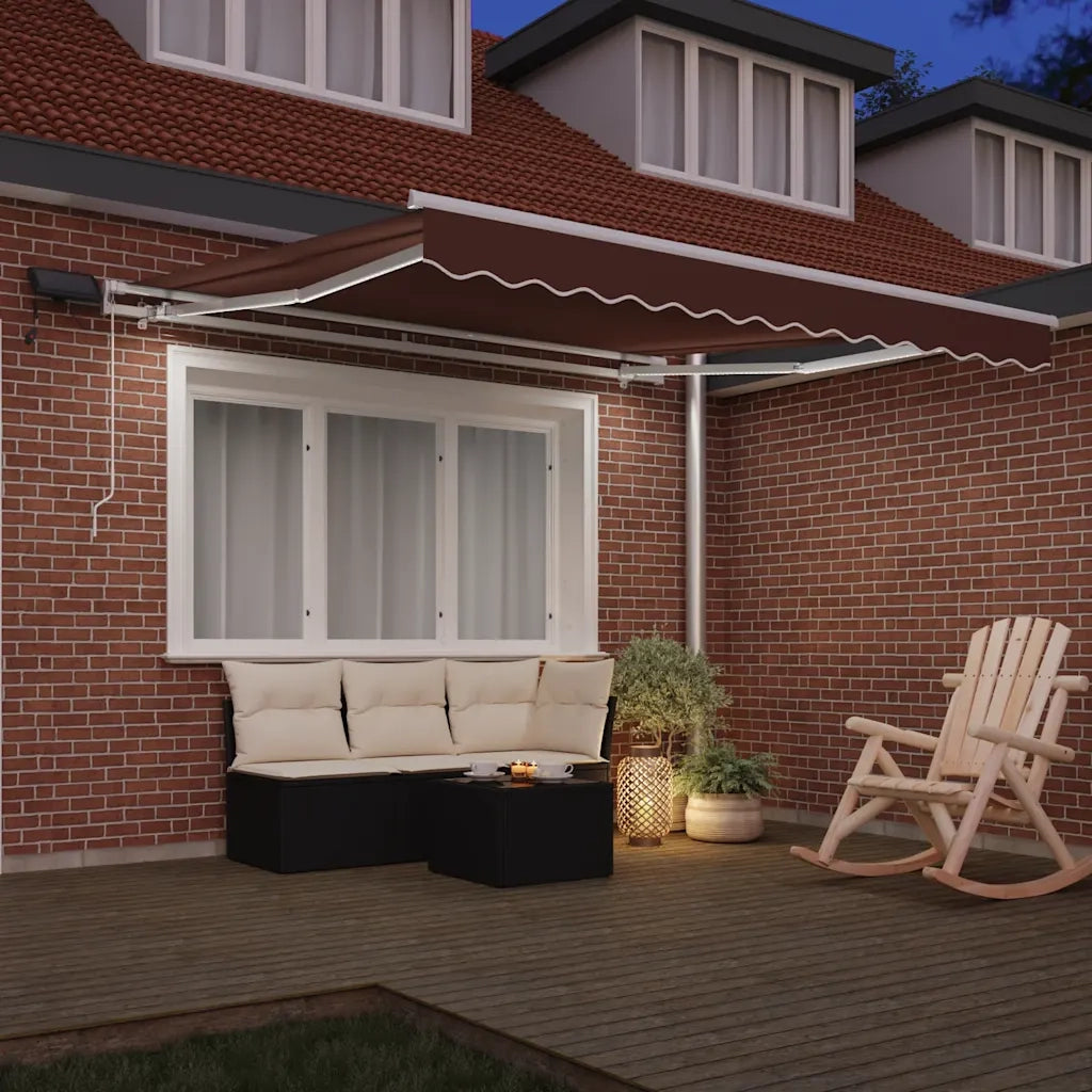 Tenda Retrattile Manuale con LED-Tenda parasole per balcone 300x250cm Marrone
