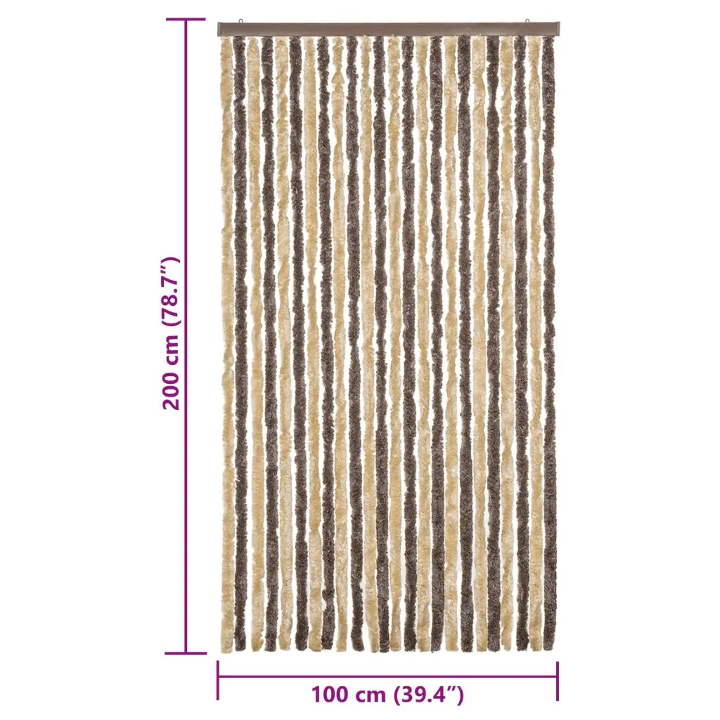Tenda Antimosche Marrone Scuro e Beige 100x200 cm in Ciniglia CFW1629020