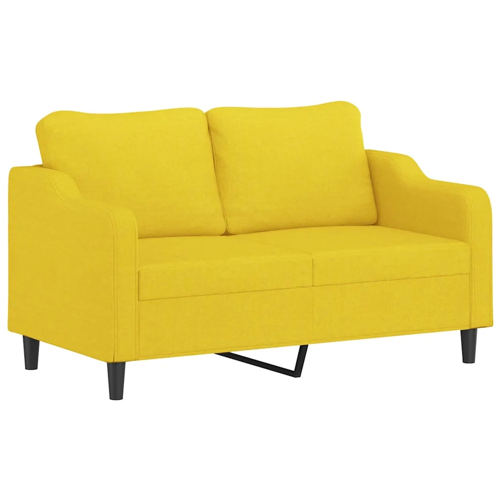 Set di Divani 2 pz con Cuscini Giallo Chiaro in Tessuto 3201823