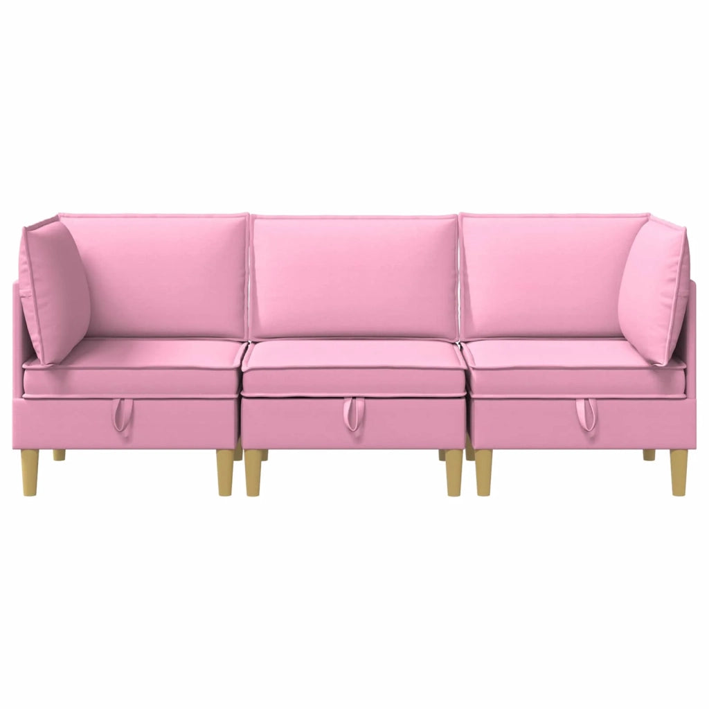 Set di mobili per il soggiorno con cuscino 3 pcs Rosa Tessuto 3413723