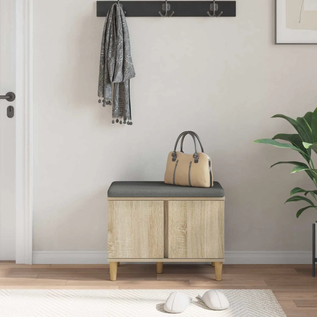 Panca per ingresso con cuscino Rovere Sonoma 60 x 38 x 46 cm