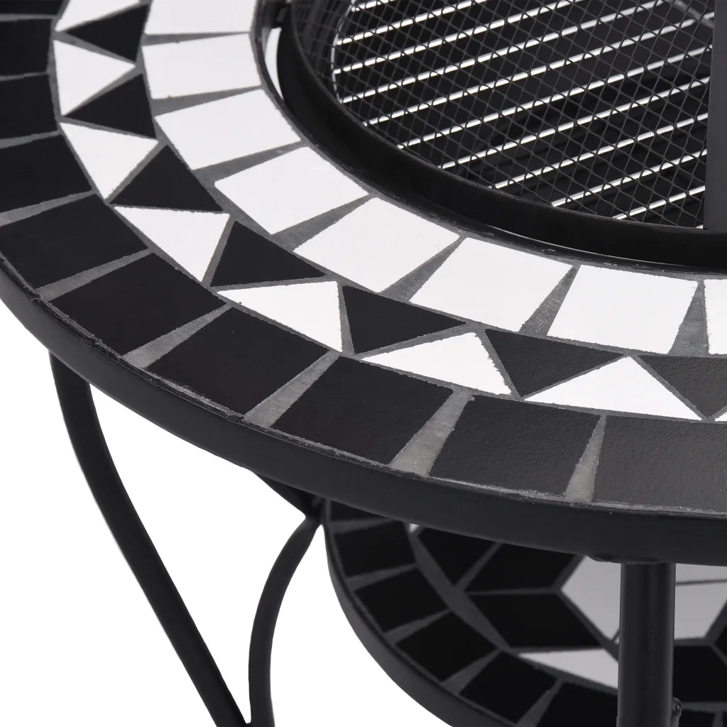 Tavolo con Braciere a Mosaico Nero e Bianco 68 cm in Ceramica CFW3904870