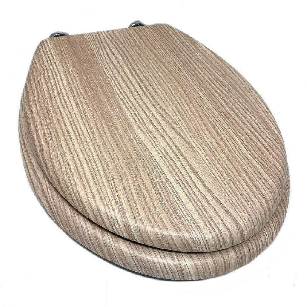 Trade Shop - Copriwater Universale Serigrafato Tavoletta Wc Legno Rovere Mdf Cerniere 44x36cm -        3,5